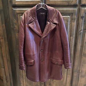Mint Giorgio Armani Leather Jacket Coat Men’s 52 US 42 44 Large Brown $6000!
